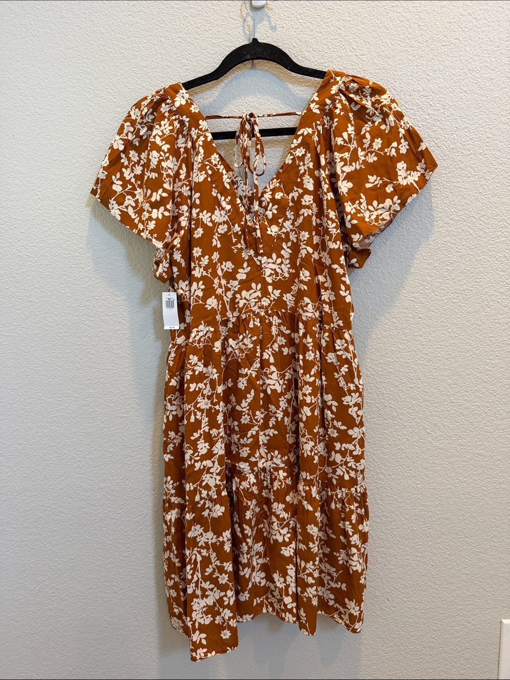 Old Navy Rust Floral V-Neck Midi Dress NWT - Picture 6 of 13